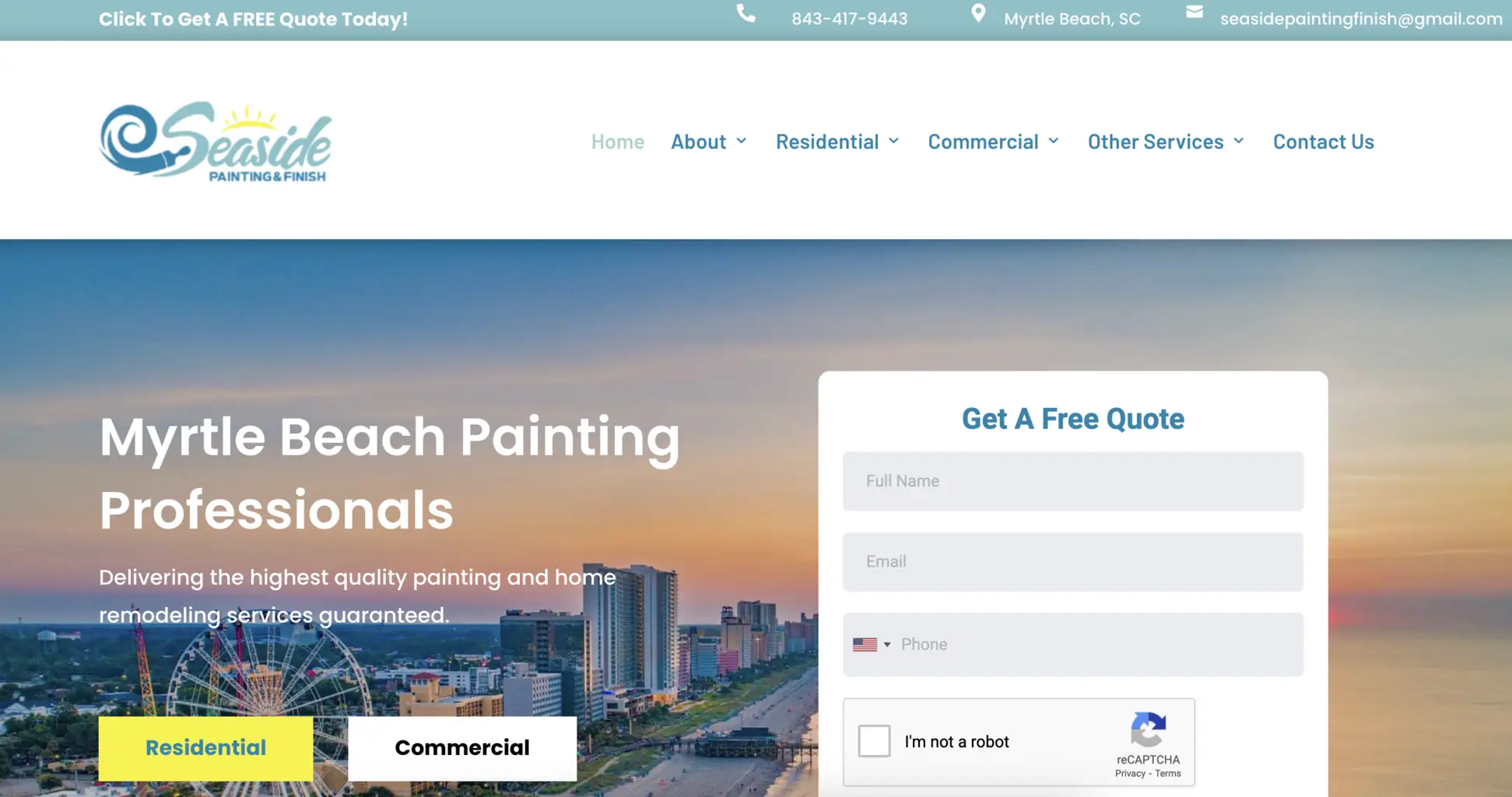 Seaside Painting Finish website design by business all in one marketing solutions