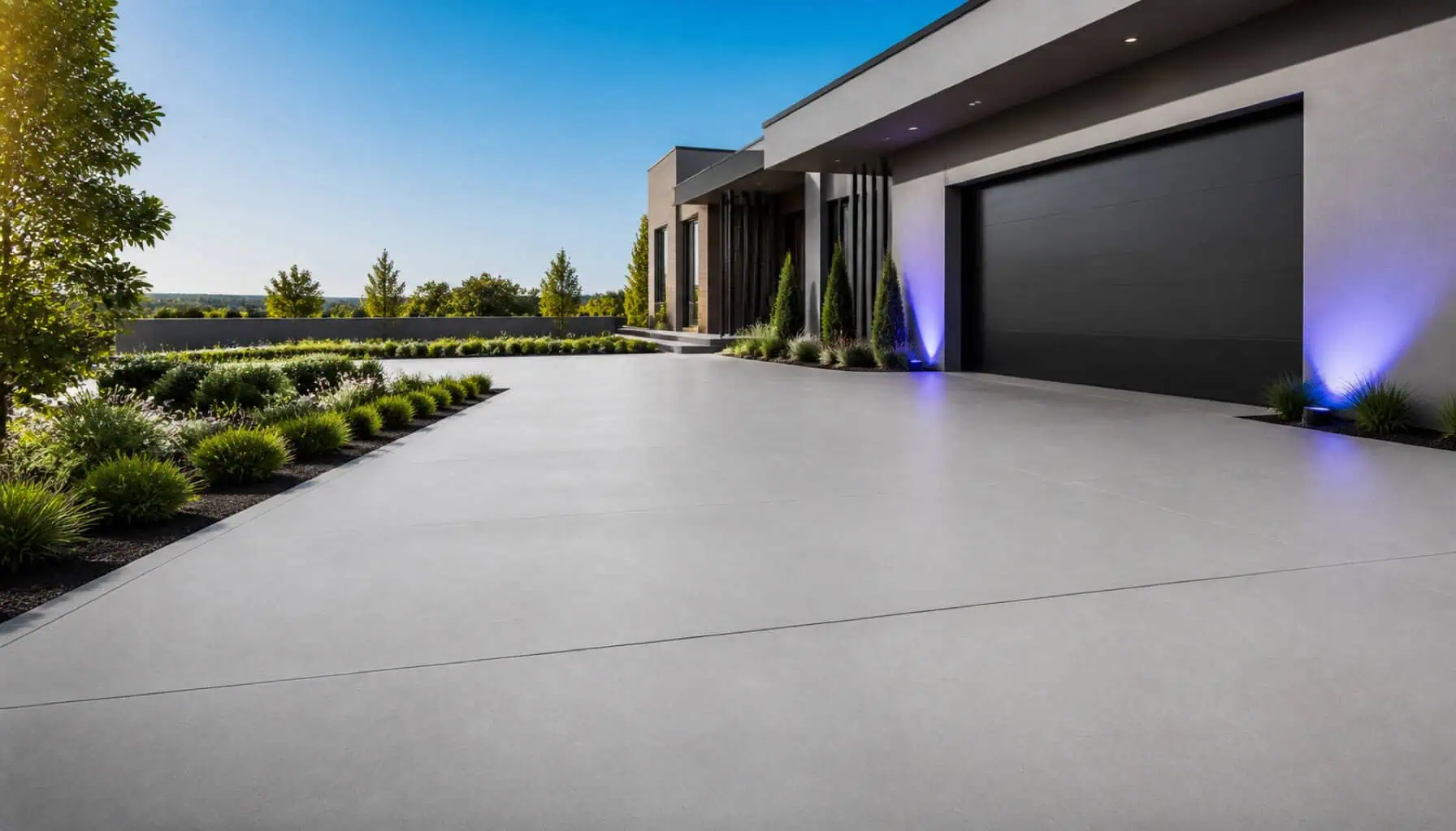 A concrete contractor finishing a freshly poured slab
