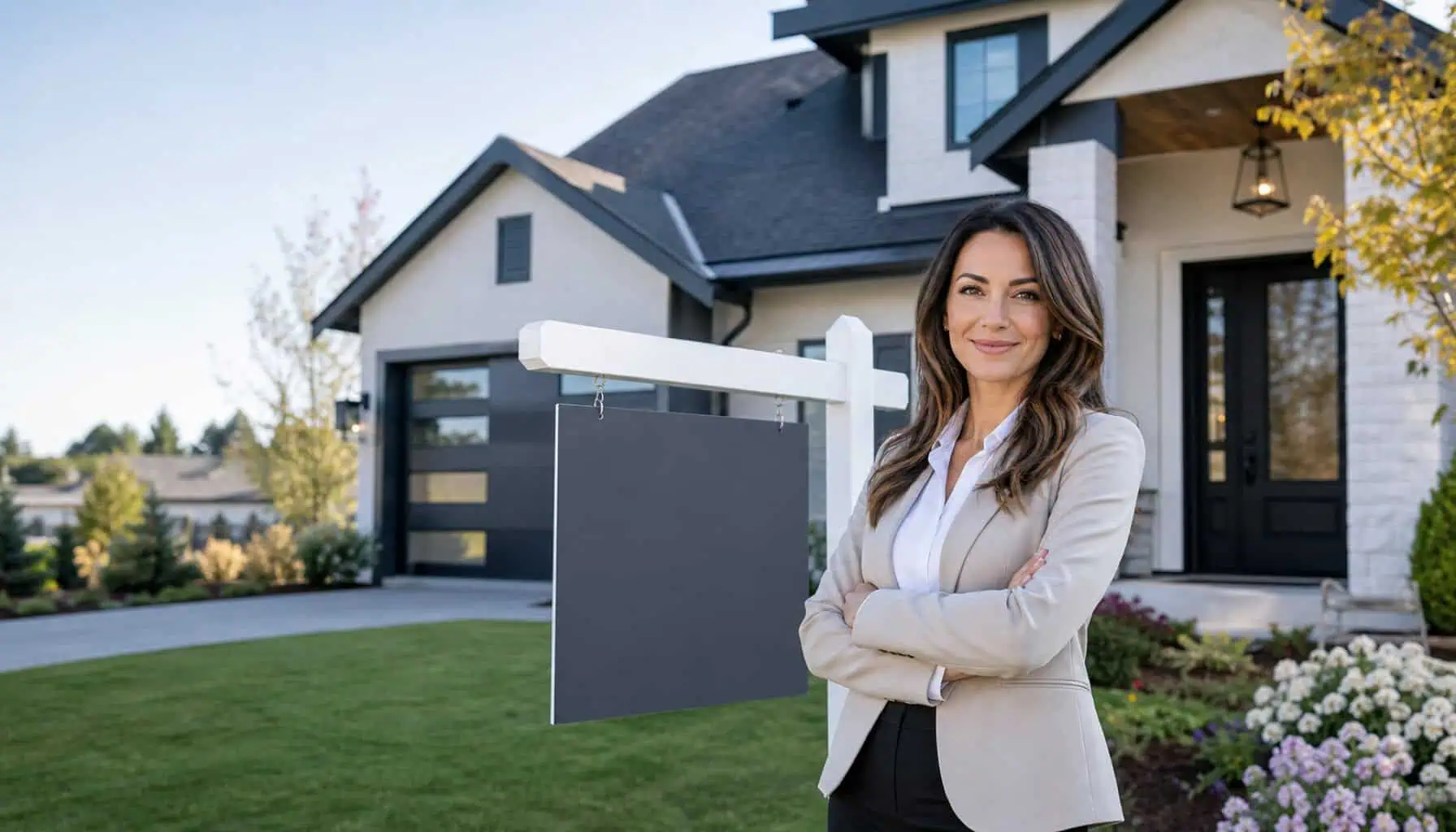 A real estate agent showing a property to buyers